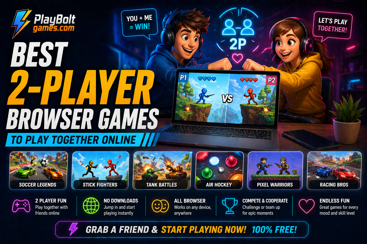 Best 2 Player Browser Games to Play Together Online